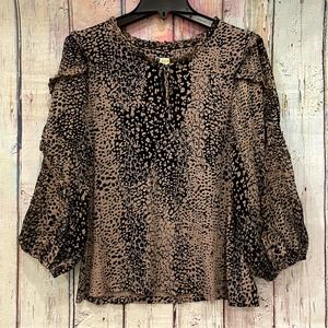 Anthropologie Maeve Print 3 Quarter Sleeve Blouse Top - SMALL